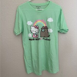 Hello Kitty Pusheen Green Adult T-Shirt Medium